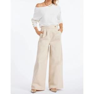 NEW BISHOP + YOUNG alessandro wide leg pant in sand